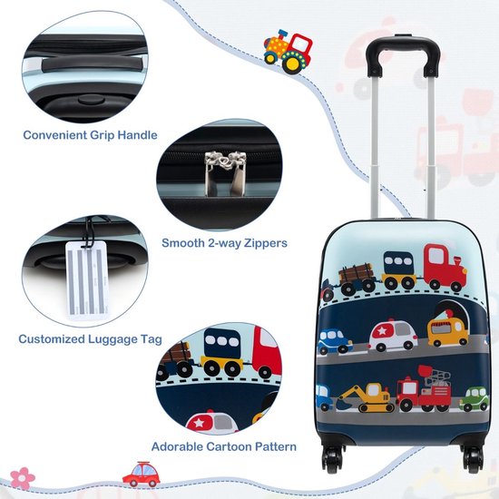 GOPLUS Valise Enfant 5 Pièces, Bagage à Main Rigide de 38cm, Sac à Dos de 33cm