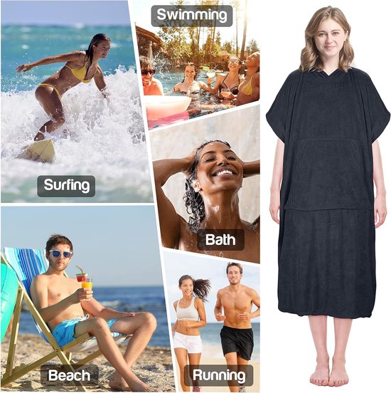 Poncho de surf de plage avec poche combinaison absorbant Water sweat a capuche pour. bol