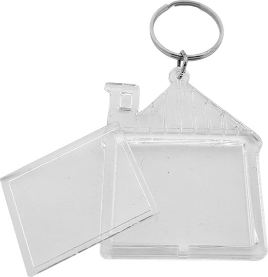 Porte-clés en plexiglas CombiCraft vierge en forme de maison 43 x 53 mm - 10 pièces