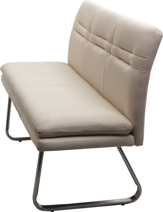 Canapé MCW-H70, canapé de salle à manger canapé rembourré, dossier tissu/textile acier inoxydable brossé ~ crème-beige 160cm
