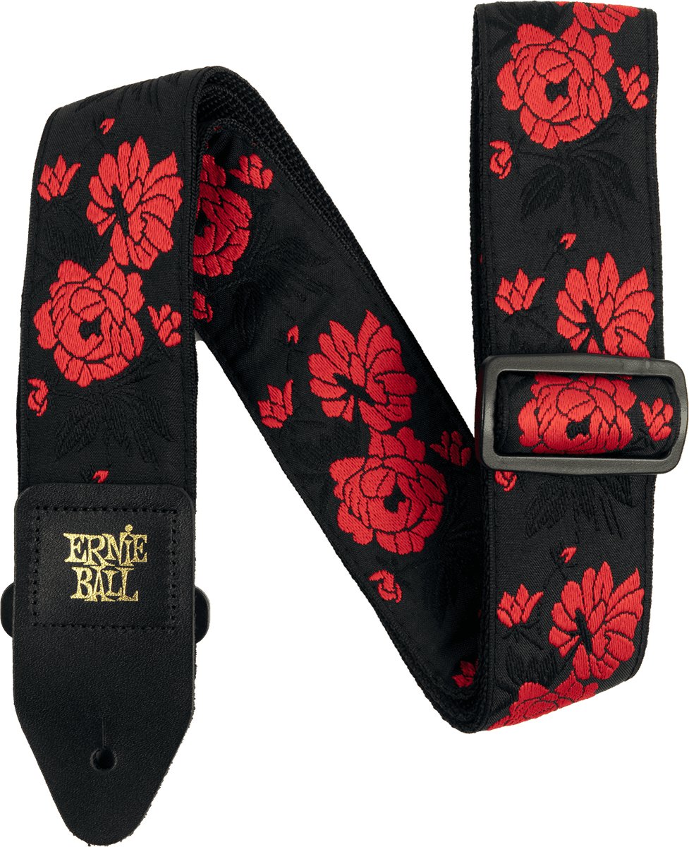 Ernie Ball Classic Jacquard - Gitaarriem - Tango Rose - Polypropeen - Leren Uiteinden - Verstelbaar 104-182 cm - Breedte 5 cm