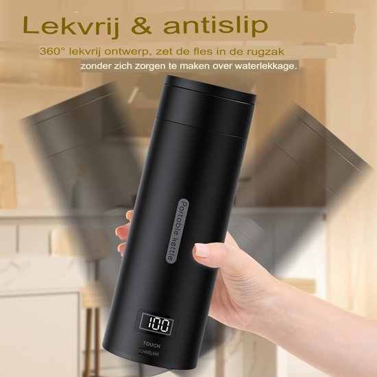 Mini waterkoker, 380 ml, elektrisch met temperatuurinstelling en