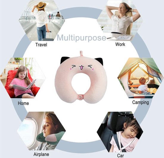 Oreiller cervical en mousse à mémoire de forme - kussen en U pour adultes et enfants - Rose - Camping et sommeil