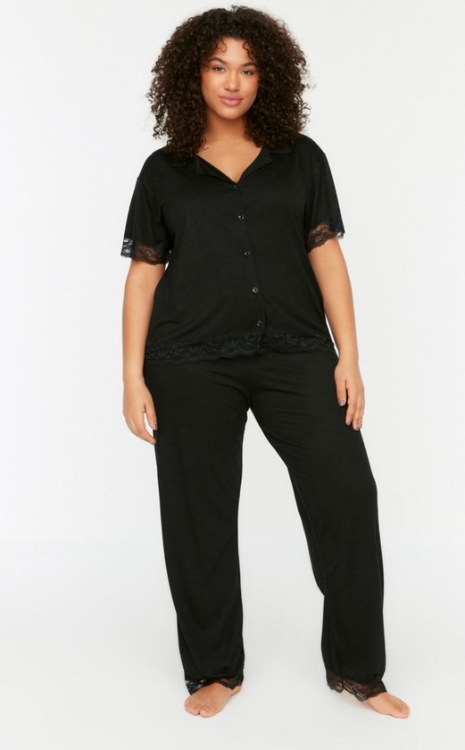Trendyol Ensemble de pyjama a col standard pour femme grande taille bol