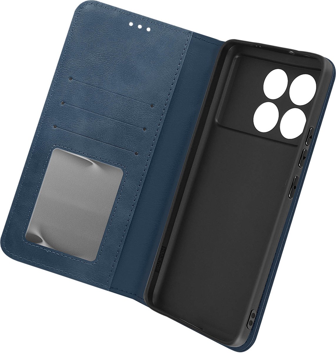Avizar Foliohoes Geschikt voor Xiaomi Poco X6 Pro Geo portemonnee, Nachtblauw