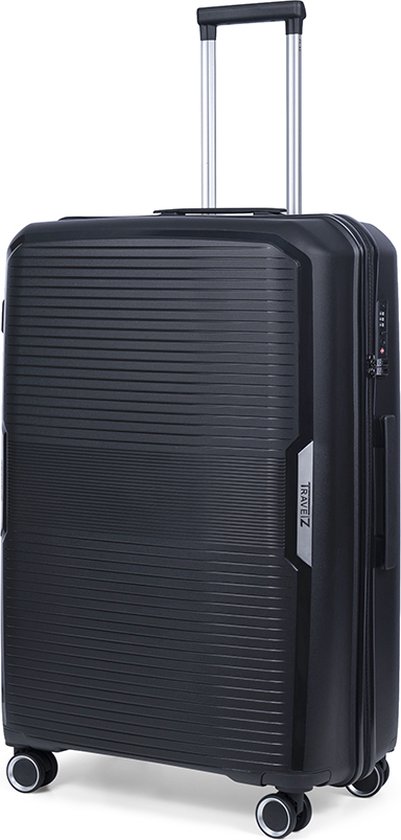 TravelZ Swinger Grote reiskoffer 78cm - Sterke Lichtgewicht Trolley 105 ltr met TSA-slot - Zwart