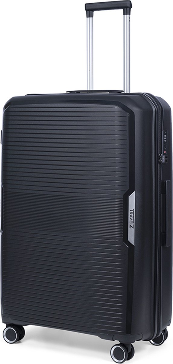 TravelZ Swinger Grote reiskoffer 78cm - Sterke Lichtgewicht Trolley 105 ltr met TSA-slot - Zwart