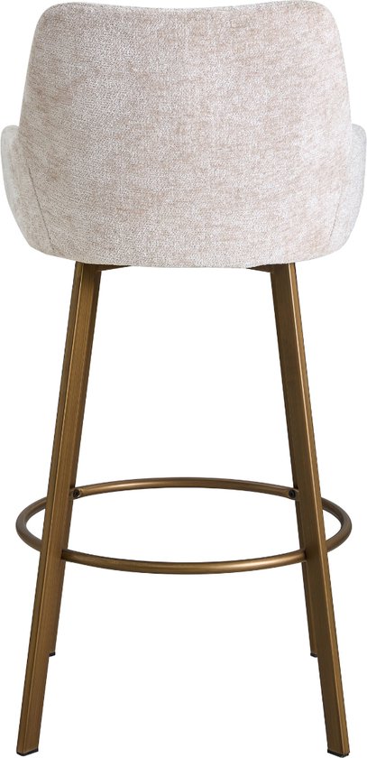 Colenis® - Tabouret de bar Barista - Chaise de bar - Set de 2 - Beige - Chenille - Design - Industriel - Pieds Or Goud - Tabourets de bar