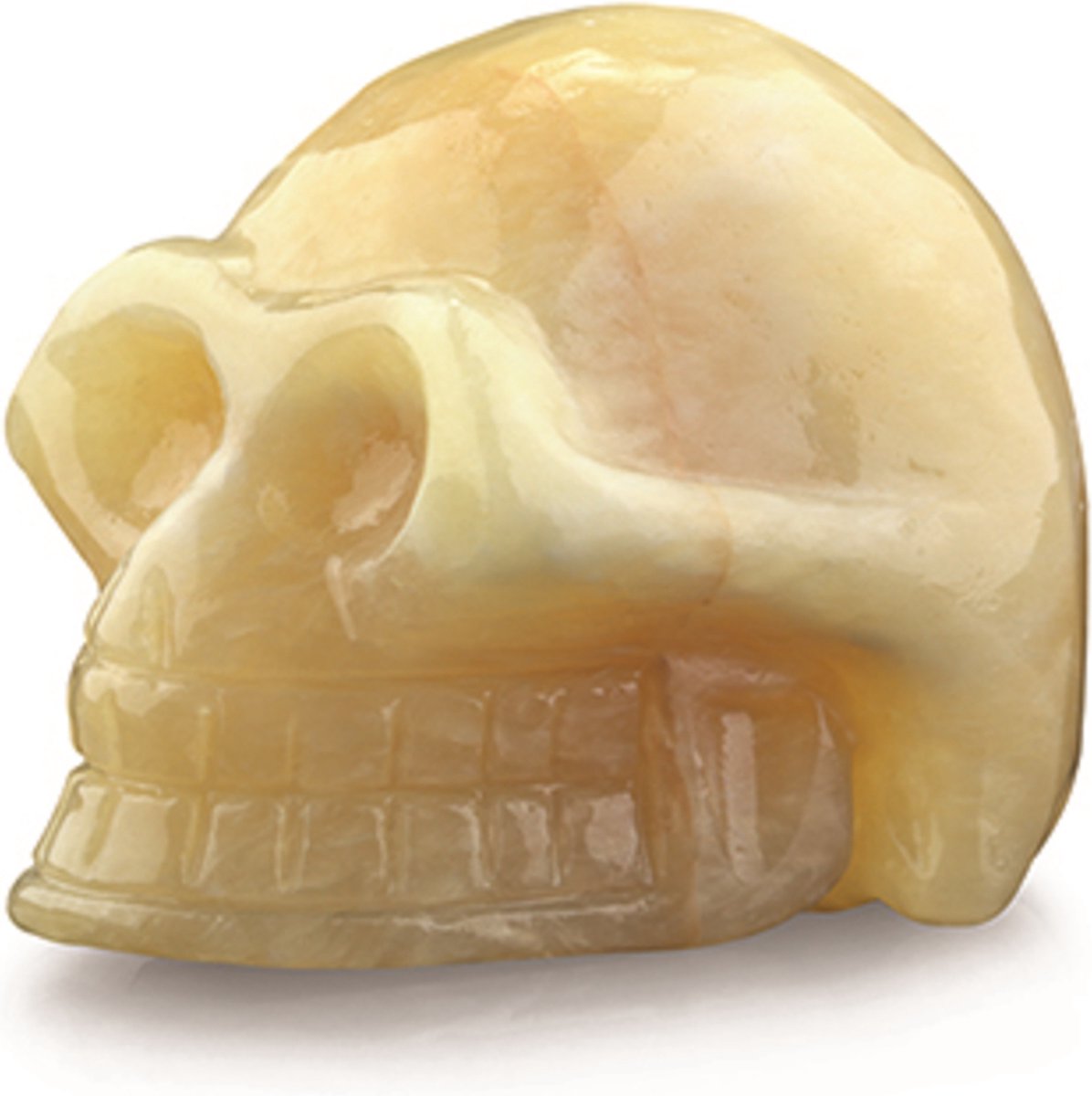 Calciet geel edelsteen schedel klein