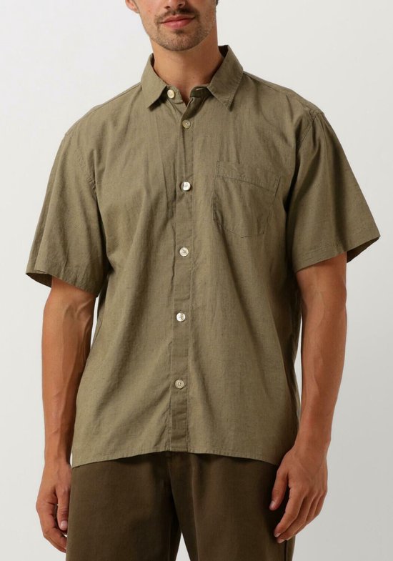 Forét Serene Linen Ss Shirt Overhemden Heren - Groen - Maat M