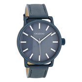 OOZOO Timepieces - Blauwe horloge met aqua grijze leren band - C8313