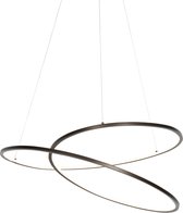 QAZQA rowan - Design Dimbare LED Hanglamp met Dimmer voor boven de eettafel | in eetkamer - 1 lichts - Ø 72 cm - Brons - Woonkamer | Slaapkamer | Keuken