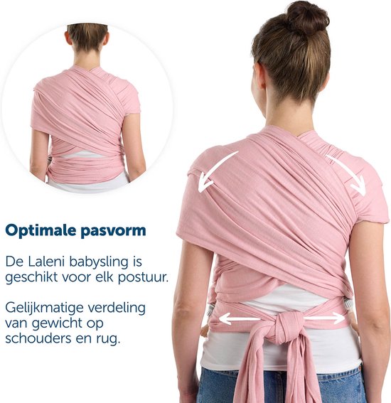 Laleni Draagdoek voor Pasgeborenen tot 15 kg in Katoen - Omslagdoek OEKO-TEX gecertificeerd - Newborn Babydraagzak 5,10m lang - Fysiologische Kinderdraagzak - Grijs van Laleni — afbeelding 2