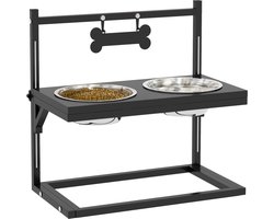 PawHut Huisdier Voeder Staal 40,5L x 22B x 39H cm Zwart