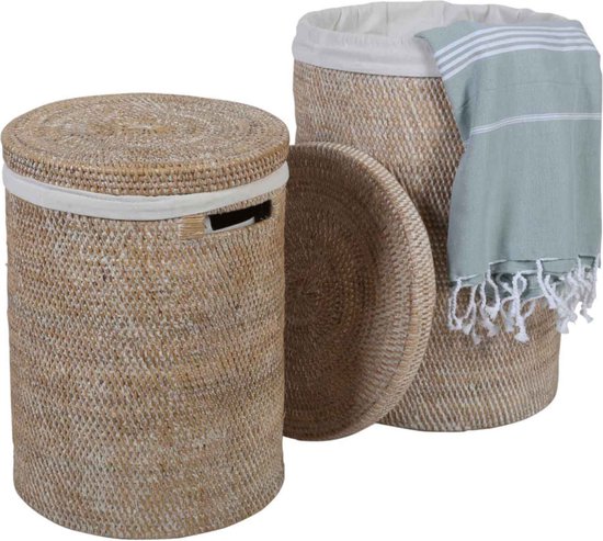 Panier à linge en rotin Cleo Wit