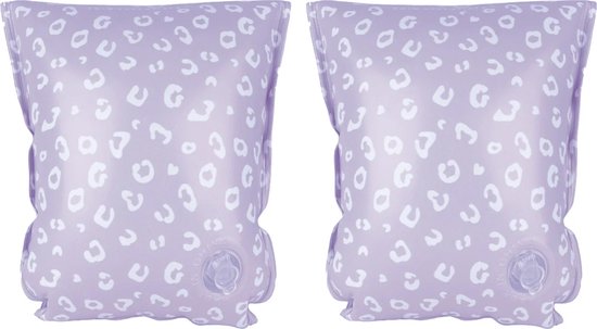 Swim Essentials - Zwembandjes met panterprint - Zwemvleugels - 0-15 kg - 0-2 jaar - PVC -Lila/wit