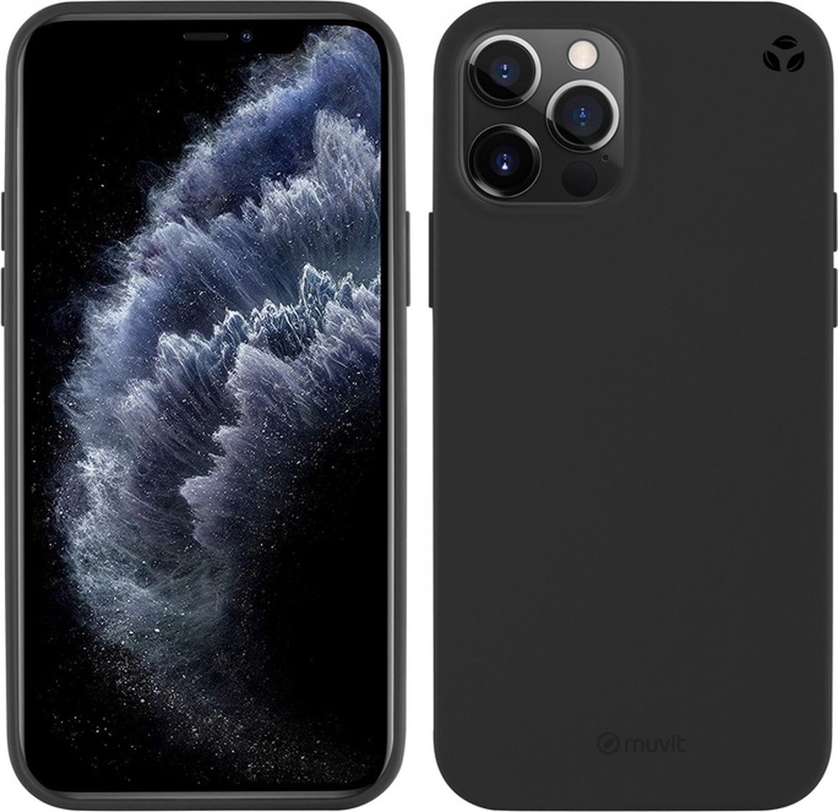 Muvit, Hoesje Geschikt voor Apple iPhone 12 Pro Max RECYCLETEK Zacht, Zwart
