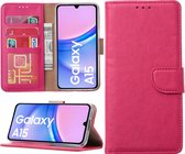 Hoesje geschikt voor Samsung Galaxy A15 bookcase met pasjeshouder - Roze