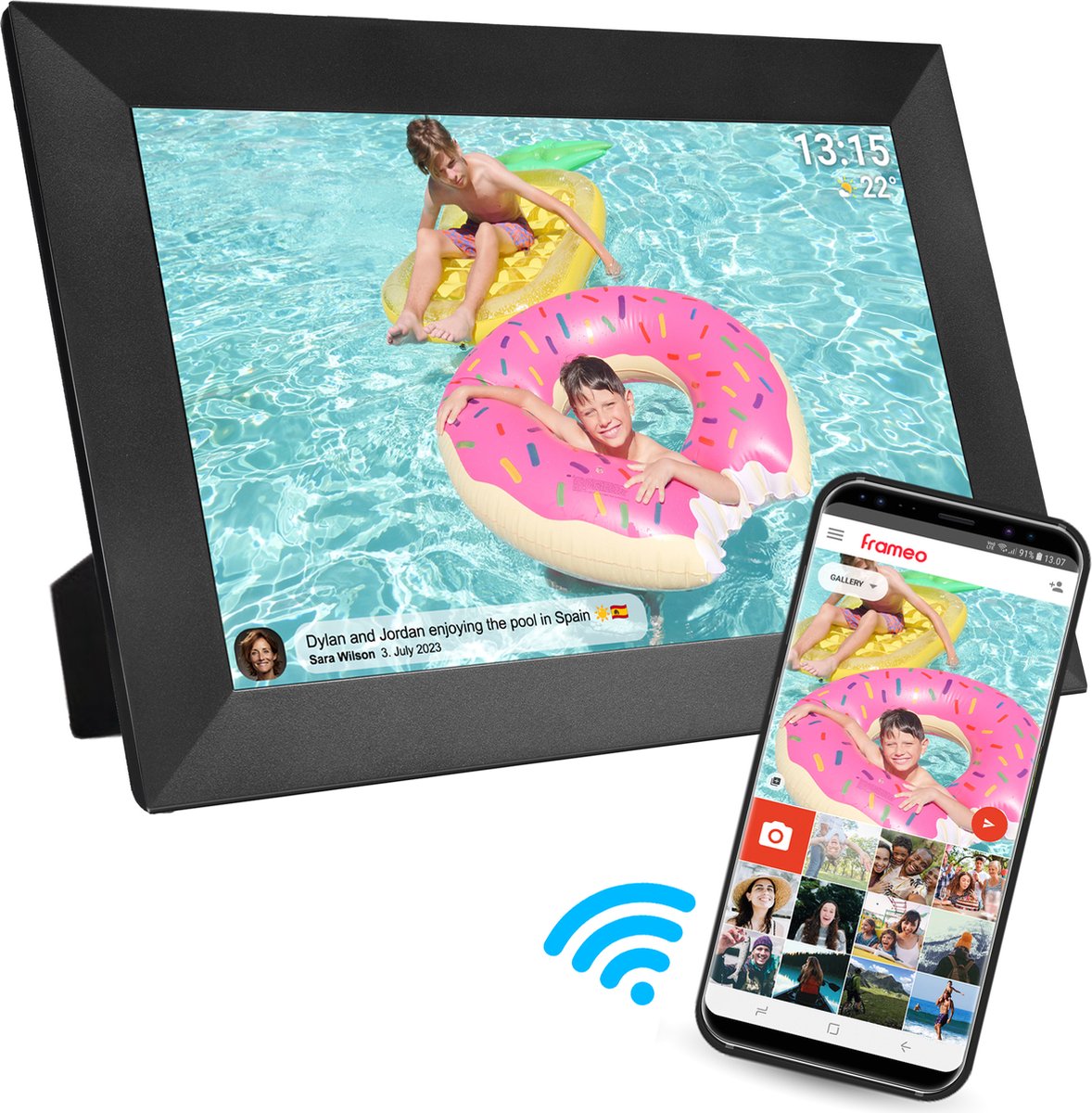 Denver Digitale Fotolijst Met WiFi & GRATIS App - Fotokader 10.1 inch met FRAMEO software - IPS Touchscreen - 16GB geheugen - ANDROID & IOS - PFF1024 - Zwart