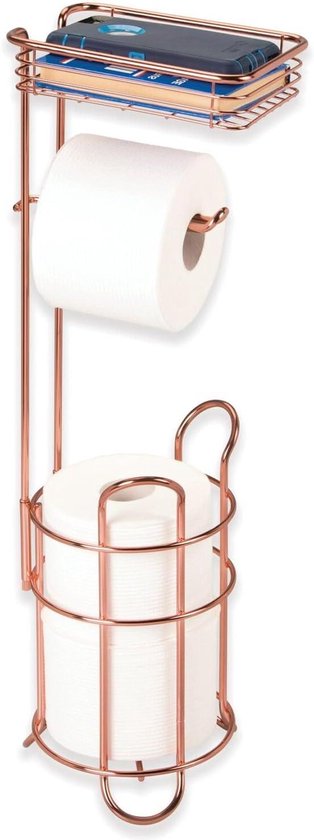 Toiletrolhouder Voor De Badkamer - Vrijstaand - Met Extra Bergruimte Voor Extra Toiletrollen Satijn