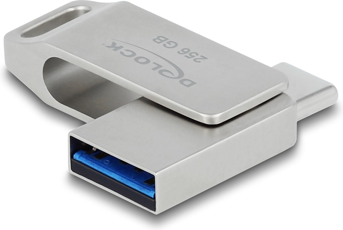 DeLOCK 54008 USB flash drive 256 GB USB Type-A / USB Type-C 3.2 Gen 1 (3.1 Gen 1) Grijs