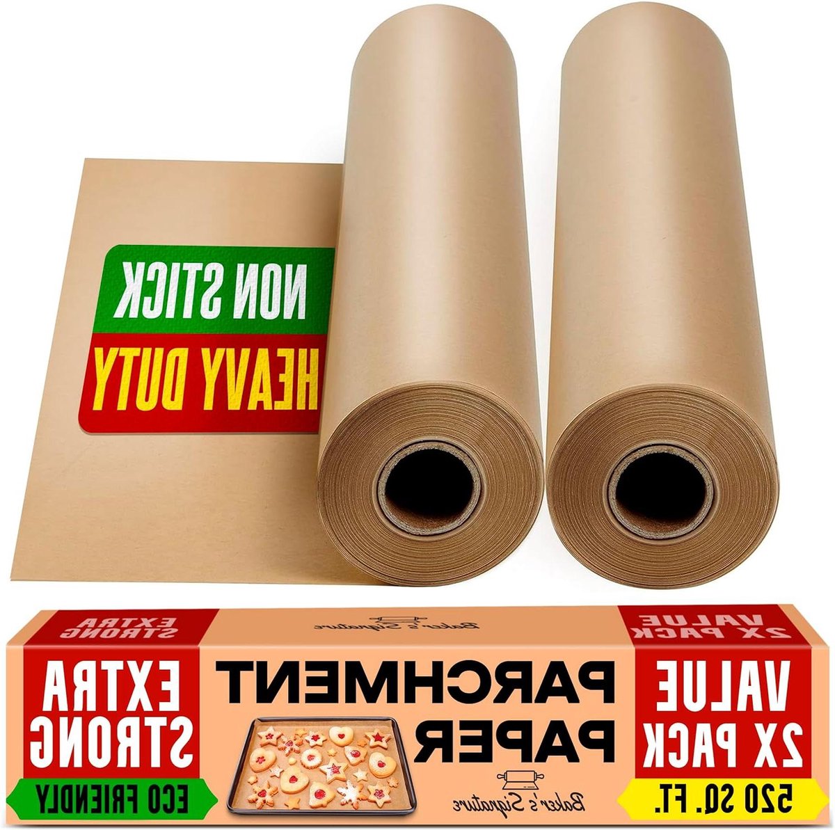 Perkamentpapier rol 15 "x 220 ft 260 m² - bakpapier in pack van 2 - Siliconen gecoat