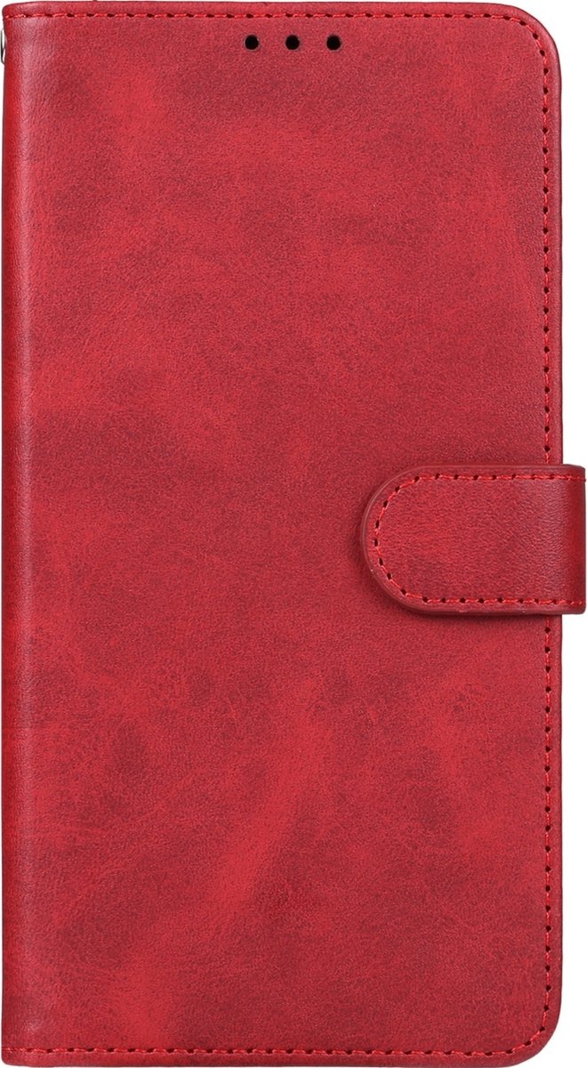 Mobigear Telefoonhoesje geschikt voor Apple iPhone 16 Hoesje | Mobigear Wallet Bookcase Portemonnee | Pasjeshouder voor 3 Pasjes | Telefoonhoesje voor Pinpas / OV Kaart / Rijbewijs - Rood
