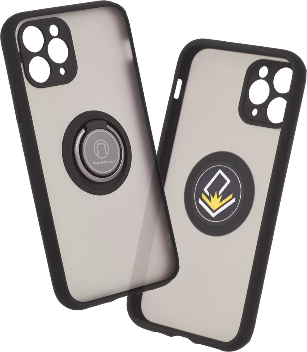 Techsuit Glinth Back Cover hoesje met ring voor Apple iPhone 11 Pro - Zwart