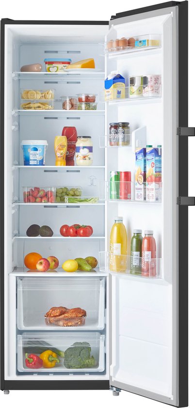 Inventum KK1850B energiezuinige koelkast 185 cm hoog - 362 liter - Kastmodel - Zonder vriesvak - Superkoelen - Energielabel C - Vrijstaand - Zwart