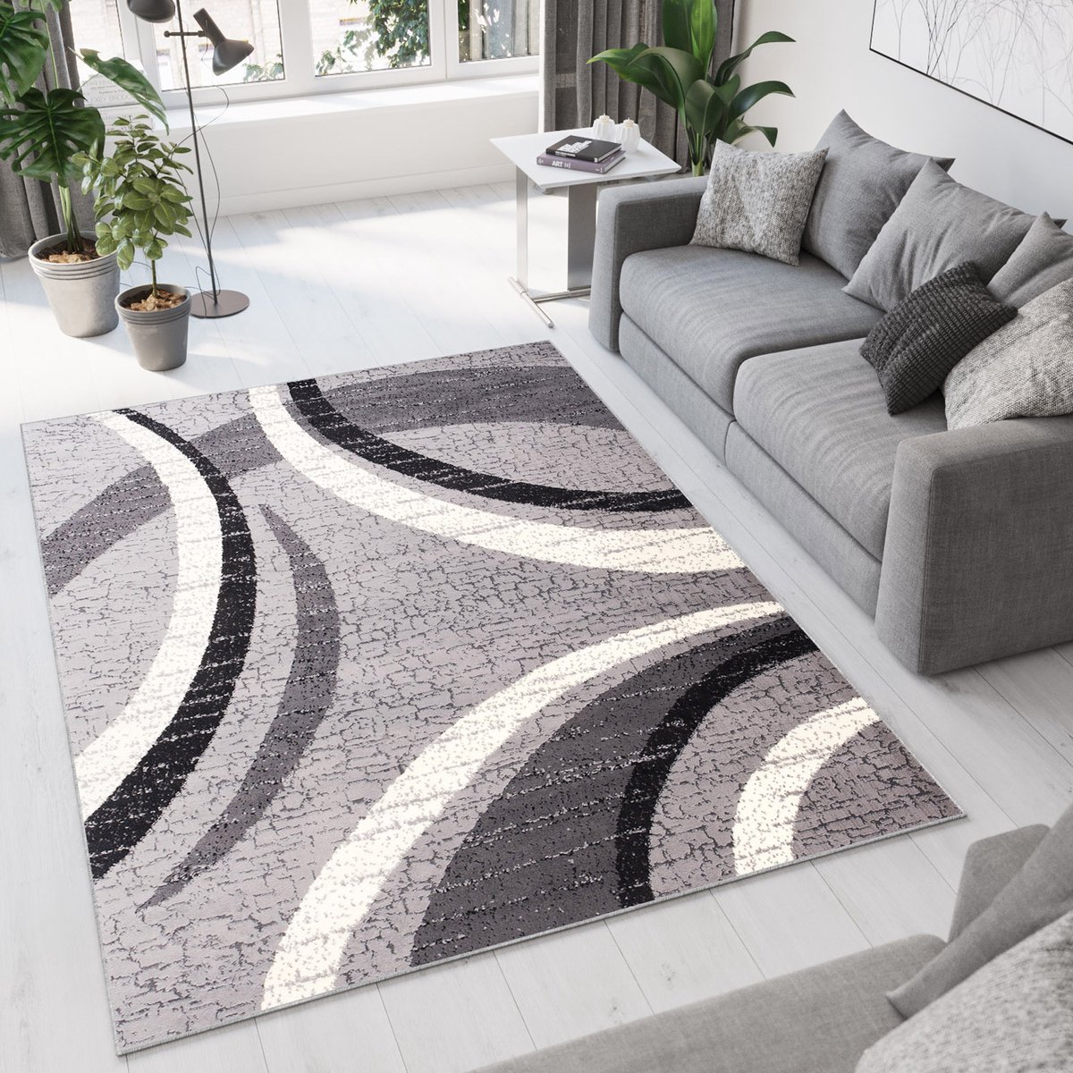 Tapiso Dream Vloerkleed Grijs Wit Modern Abstract Woonkamer Tapijt Maat- 250x350