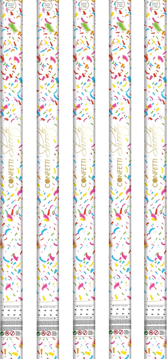 Party confetti shooters - 10x - papieren confetti - party poppers - confettikanonnen - 80 cm