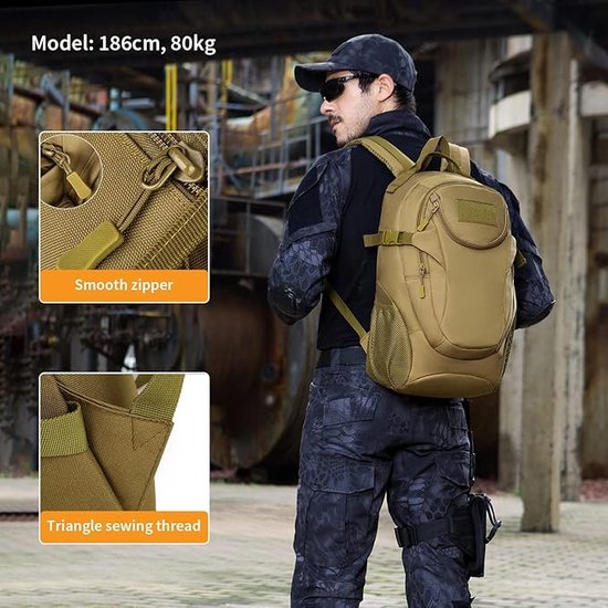 Yakmoo Grote Waterdichte Assault Rugzak 25L Tactische Militaire Stijl Nylon Molle Systeem Studententas Sport Rugzak voor Buitenshuis