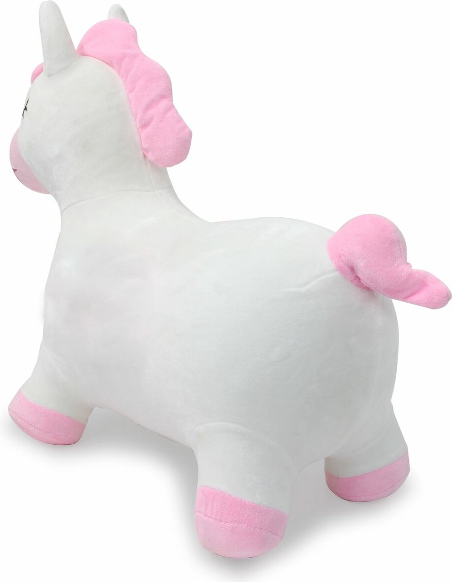 Jamara Skippybal - 466002 Skippydier Eenhoorn Wit Roze Pluche Junior met Pomp — afbeelding 3