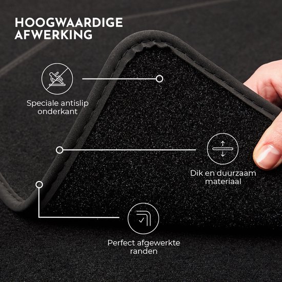 Une main montre le dessous d'un tapis de sol noir avec une texture antidérapante