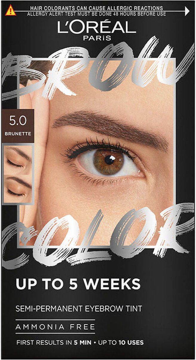 Wenkbrauwtint L'Oreal Make Up BROW COLOR Nº 5.0 Brunette Semi-permanent 4 Onderdelen