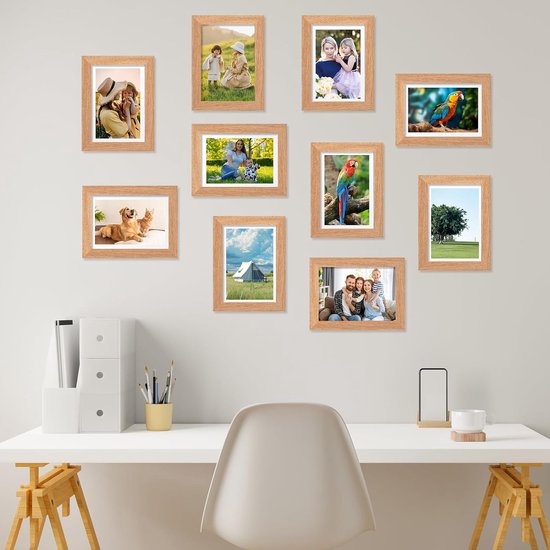Massief Eikenhouten Fotolijst Met Mat - Tot 20x30 Cm, 14x11 Inch, Natuurlijke Houten Lijst Voor Aan De Muur Eiken Fotolijst