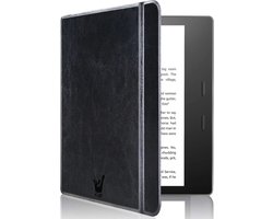 Hoesje geschikt voor Kindle Oasis Gen 10 - Book Case Premium Sleep Cover Kunstleer Hoes met Auto/Wake Functie - Zwart