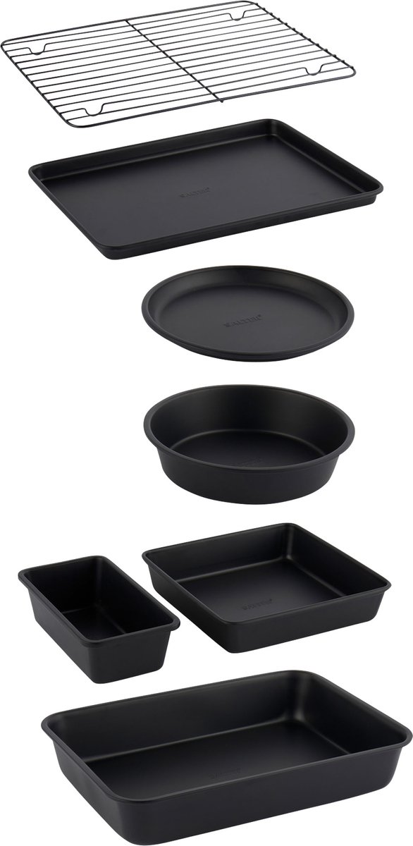Salter bakes bakkersset stapelbare 7-delige set Compact Storage oven Safe Black