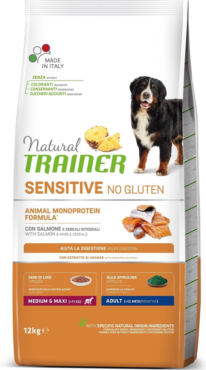 Natural trainer Natural Trainer - Sensitive Adult Medium Salmon Glutenvrij Hondenvoer 12 kg
