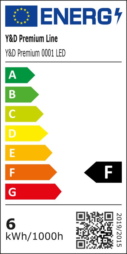 Étiquette énergétique F pour Vicco Premium 0001 LED, 6 kWh/1000h.