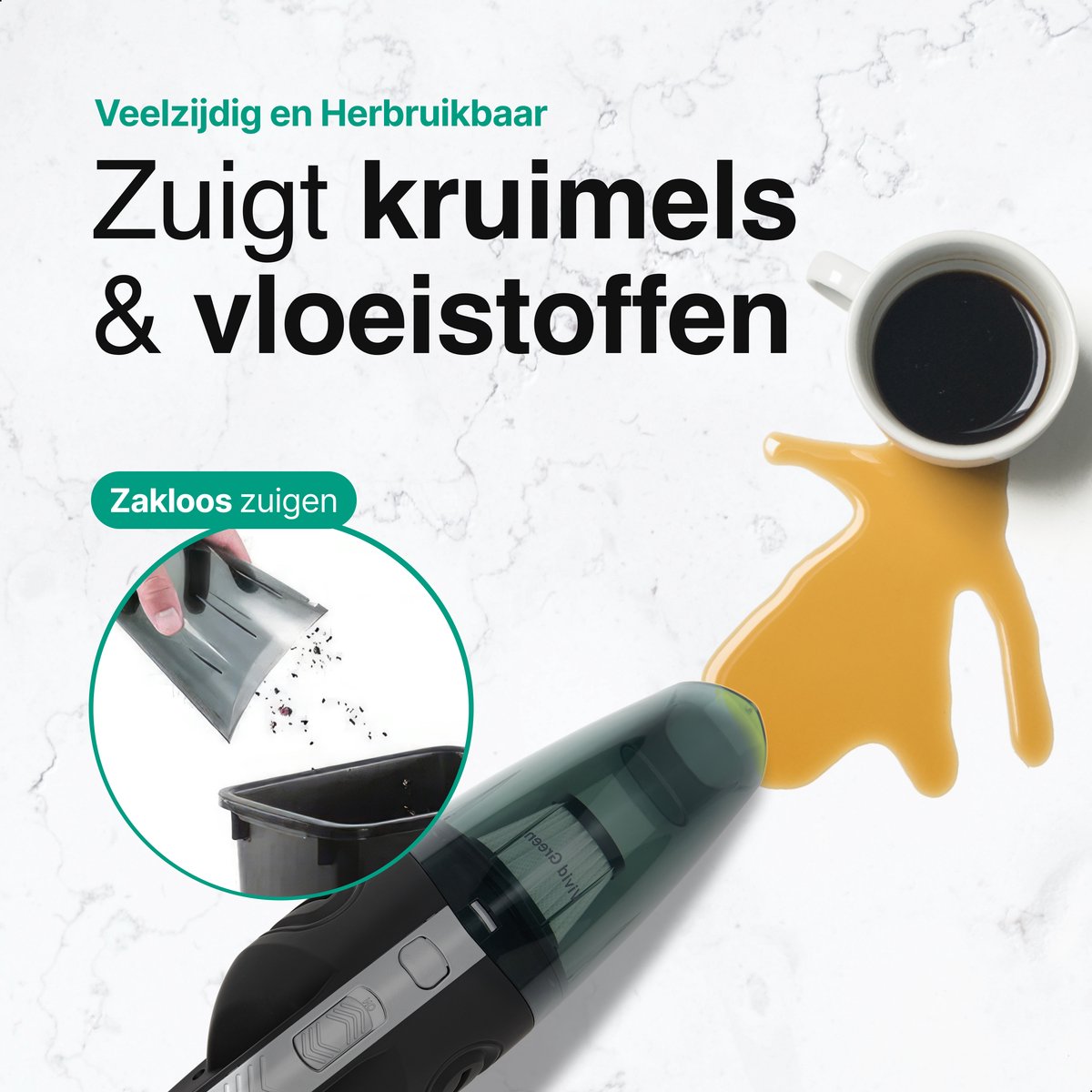 Kruimelzuiger Snoerloos Handstofzuiger met 5 Opzetstukken - afbeelding 3