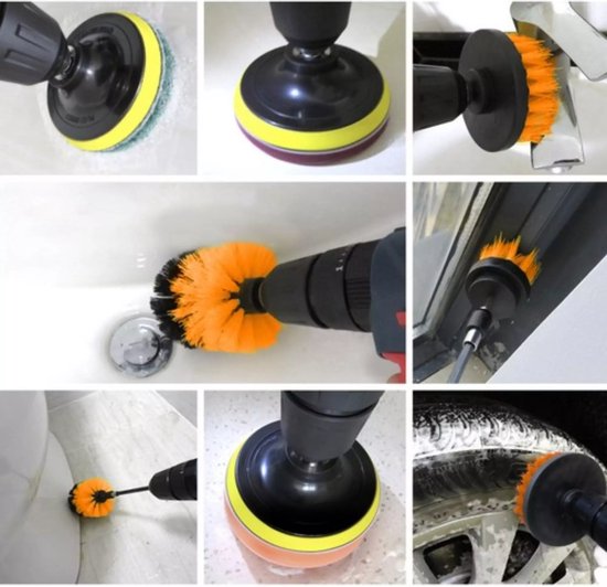 Jeu de 22 brosses pour perceuse | Brosse à récurer | 6 tailles de brosses Drill | Brosses de nettoyage pour intérieur et extérieur | 50 mm / 100 mm / 120 mm / 89 mm
