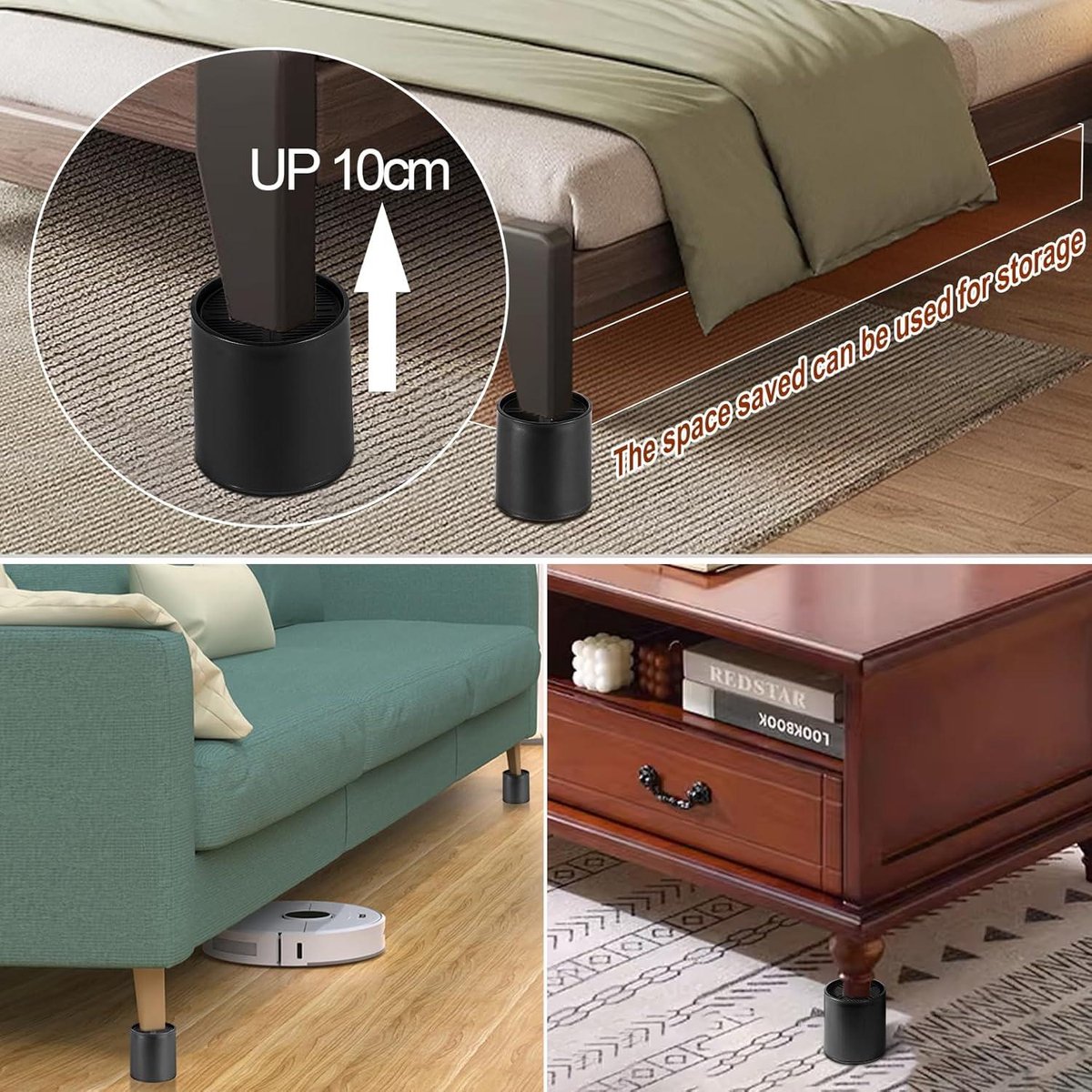 Bed-, stoel- of meubelverhoger variabel te verhogen met max. 13 cm