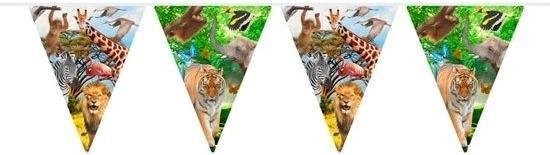 4x Safari/jungle themafeest vlaggenlijn / slinger 10 meter - Vlaggetjes - Kinderfeestje/verjaardag versiering