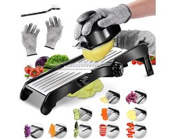 Mandoline Plantaardige Snijmachine - Verstelbare Mandoline Food Slicer - Professionele Julienne Snijmachine - Aardappel Komkommer Ui - Stuur Veiligheidshandschoenen Reinigingsborstel