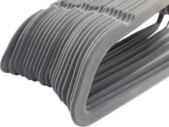 Kleerhangers, Fluweel, Set Van 30 Stuks, 43,5 Cm Lang Kledinghanger Dun Goed Belastbaar 360 Graden Draaibare Haak Voor Jassen Overhemden En Pakken Grijs