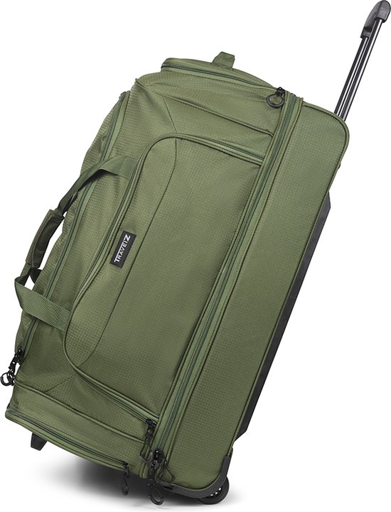 TravelZ Reistas met wielen 96 liter – Weekendtas met doordacht ondervak en trekstang – Wieltas Groen