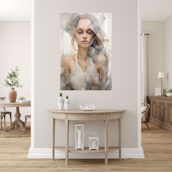 Tableau femme - Tableaux portraits - Peintures toile Géométrie - Tableaux Classique - Peintures toile avec cadre - Toile de décoration murale chambre avec cadre 60x90 cm