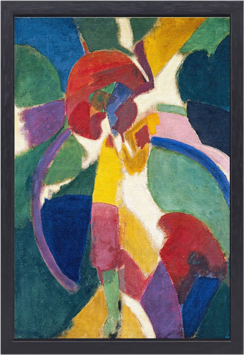 Vrouw met een parasol - Robert Delaunay schilderijen - Dame wanddecoratie - Schilderij op canvas Oude meesters - Moderne schilderijen - Schilderijen op canvas met baklijst - Woonkamer decoratie canvas met baklijst 100x150 cm