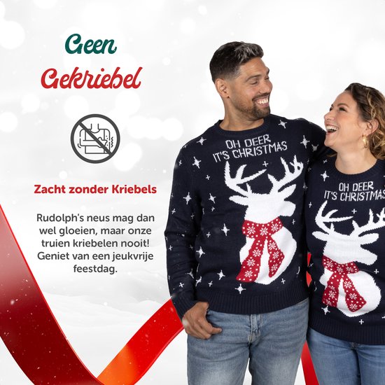 Mauvais pull de Noël Femmes & Hommes - Pull de Noël « Oh Deer, It's Christmas » - Hommes & Femmes M - Sinterklaas - Noël - Cadeau de Noël